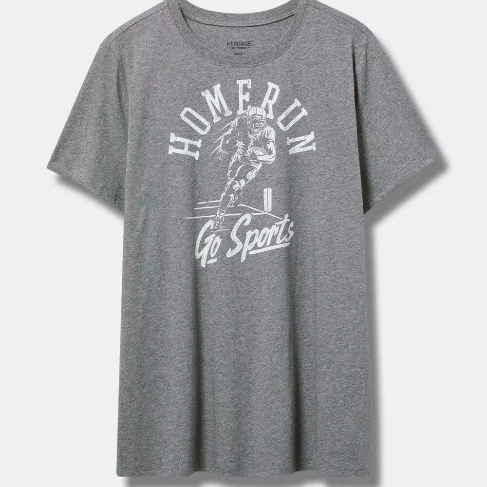 TORRID 4X Home Run Heritage Jersey Gray Graphic Crew Neck Tee EUC